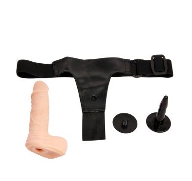 Czarna uprząż strap-on realistyczne dildo 15 cm